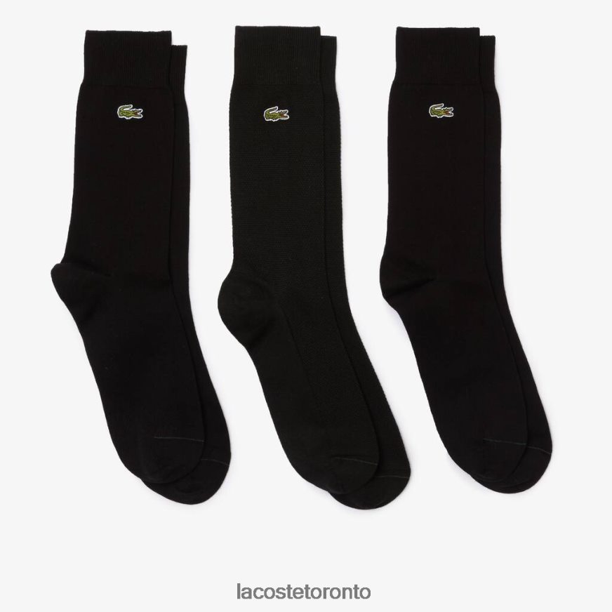 Clothing Lacoste High-Cut Cotton Pique Socks 3-Pack Black Unisex Z60BPR1665