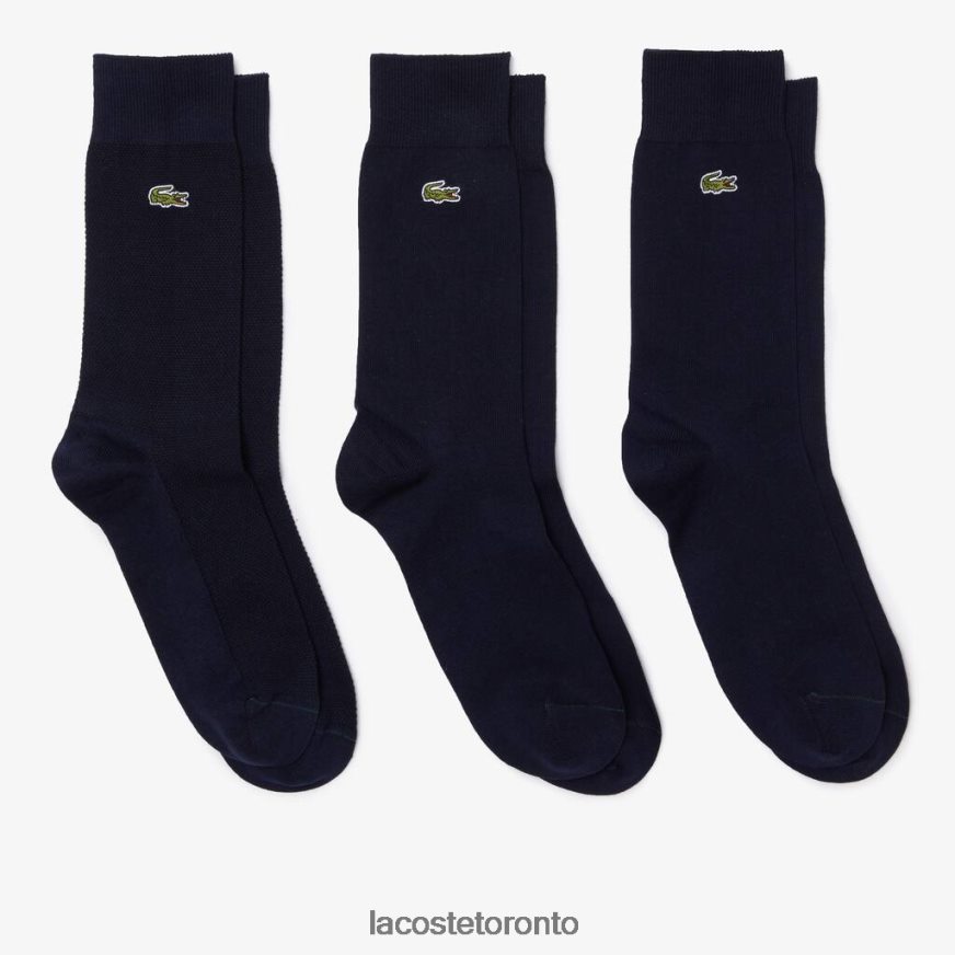 Clothing Lacoste High-Cut Cotton Pique Socks 3-Pack Navy Blue Unisex Z60BPR1666