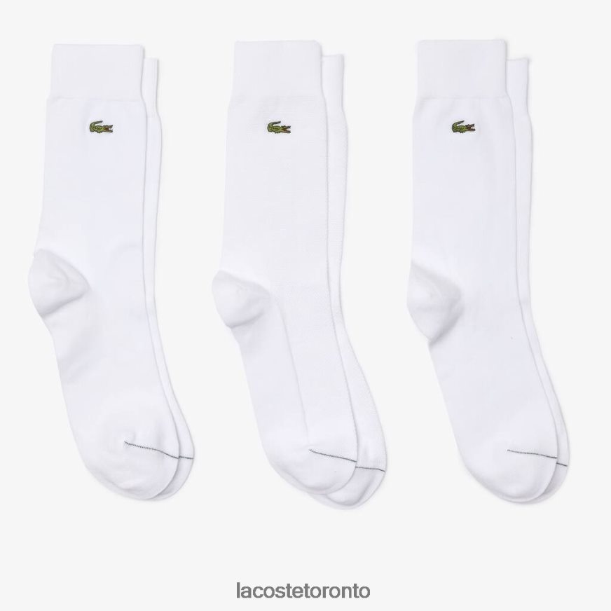 Clothing Lacoste High-Cut Cotton Pique Socks 3-Pack White Unisex Z60BPR1664