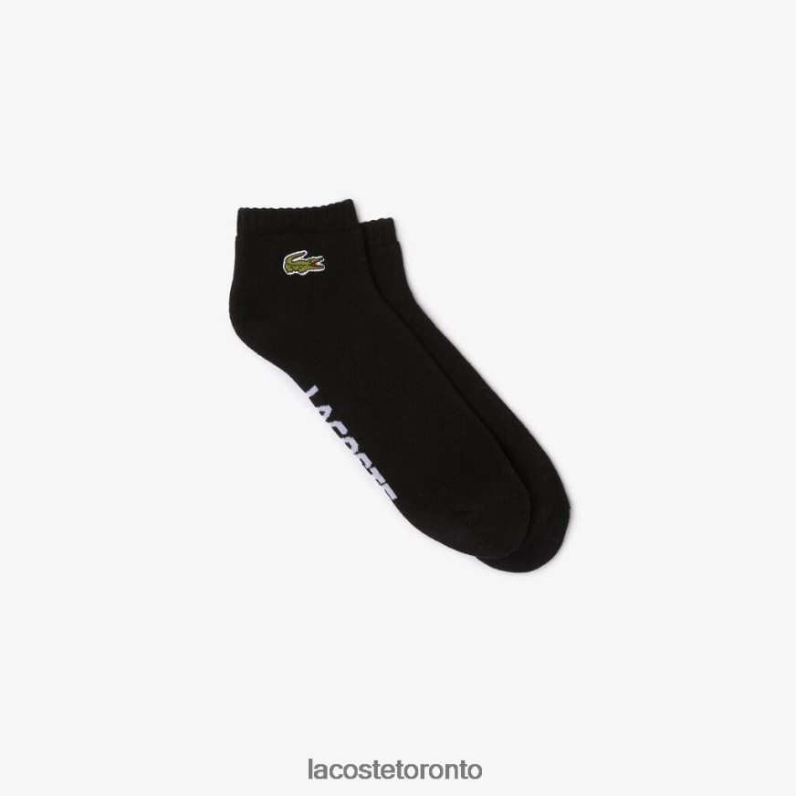 Clothing Lacoste SPORT Branded Stretch Cotton Low-Cut Socks Black/White Unisex Z60BPR1675