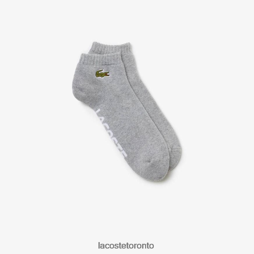 Clothing Lacoste SPORT Branded Stretch Cotton Low-Cut Socks Grey Chine/White Unisex Z60BPR1677