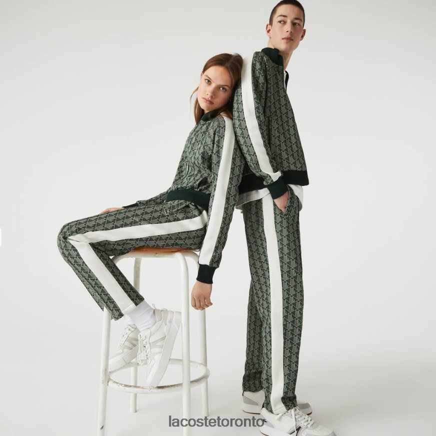 Clothing Lacoste LIVE Monogram Jacquard Tracksuit Pants Green/Beige Unisex Z60BPR1187