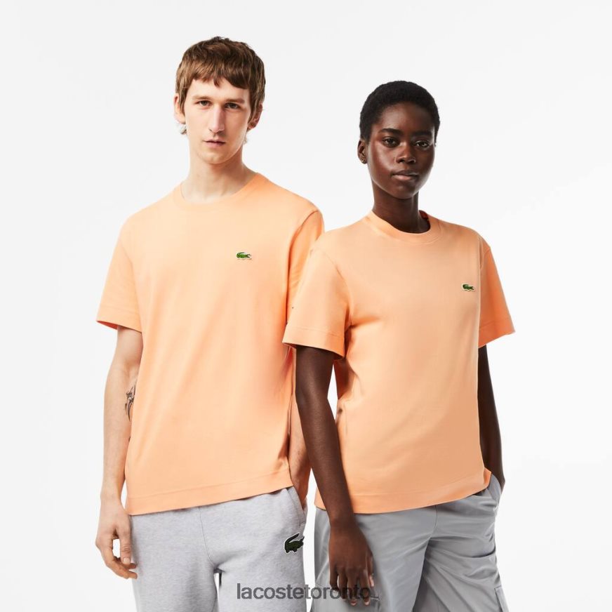 Clothing Lacoste Crew Neck Organic Cotton T-Shirt Light Orange Unisex Z60BPR98