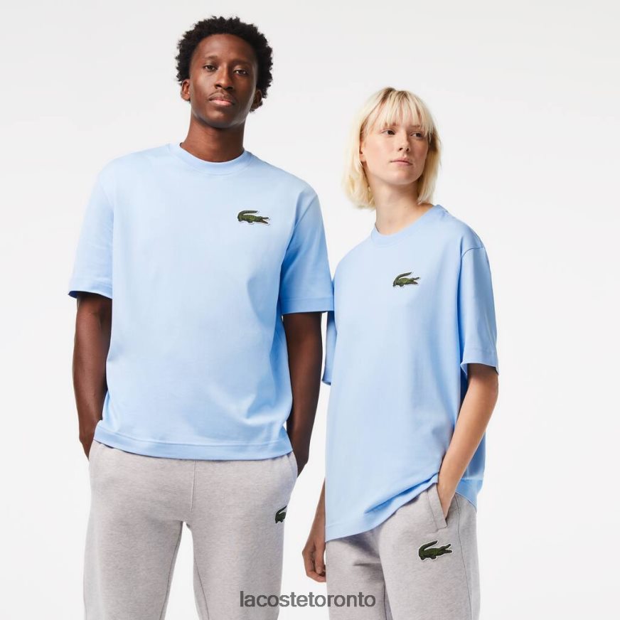 Clothing Lacoste Loose Fit Large Crocodile Organic Cotton T-Shirt Blue Unisex Z60BPR76