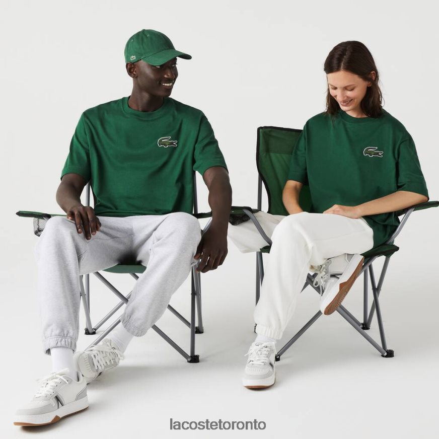 Clothing Lacoste Loose Fit Large Crocodile Organic Cotton T-Shirt Green Unisex Z60BPR77