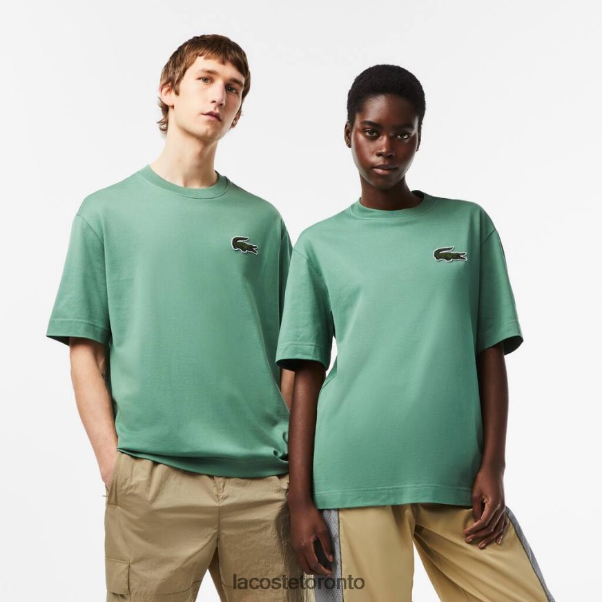 Clothing Lacoste Loose Fit Large Crocodile Organic Cotton T-Shirt Khaki Green Unisex Z60BPR125