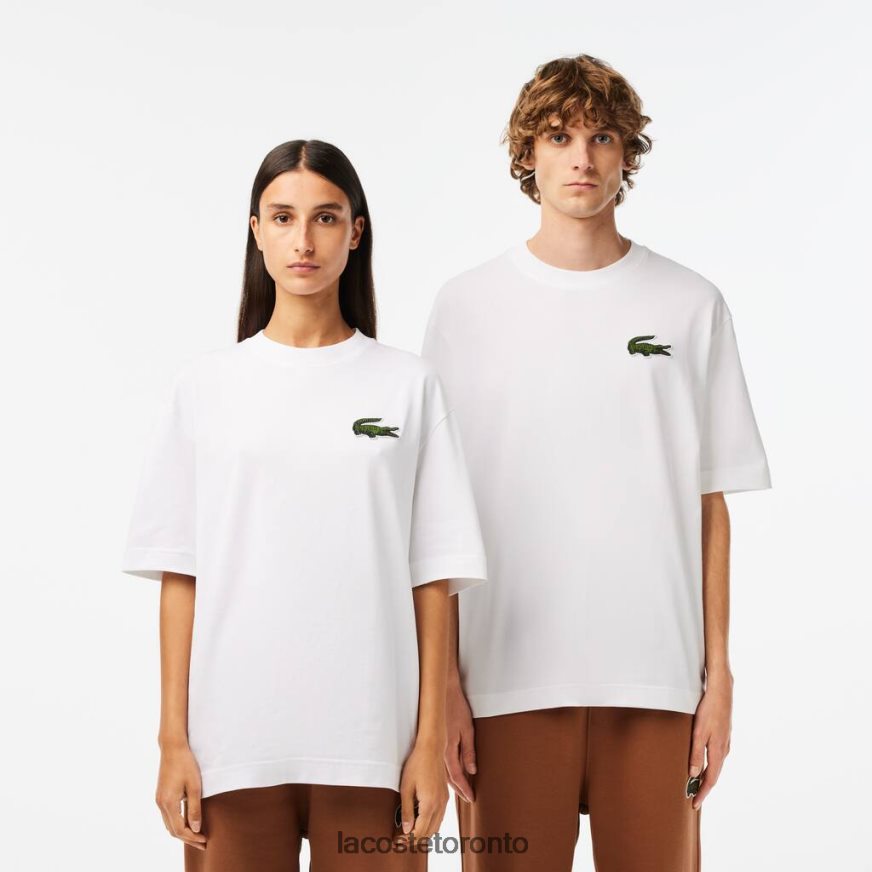 Clothing Lacoste Loose Fit Large Crocodile Organic Cotton T-Shirt White Unisex Z60BPR75