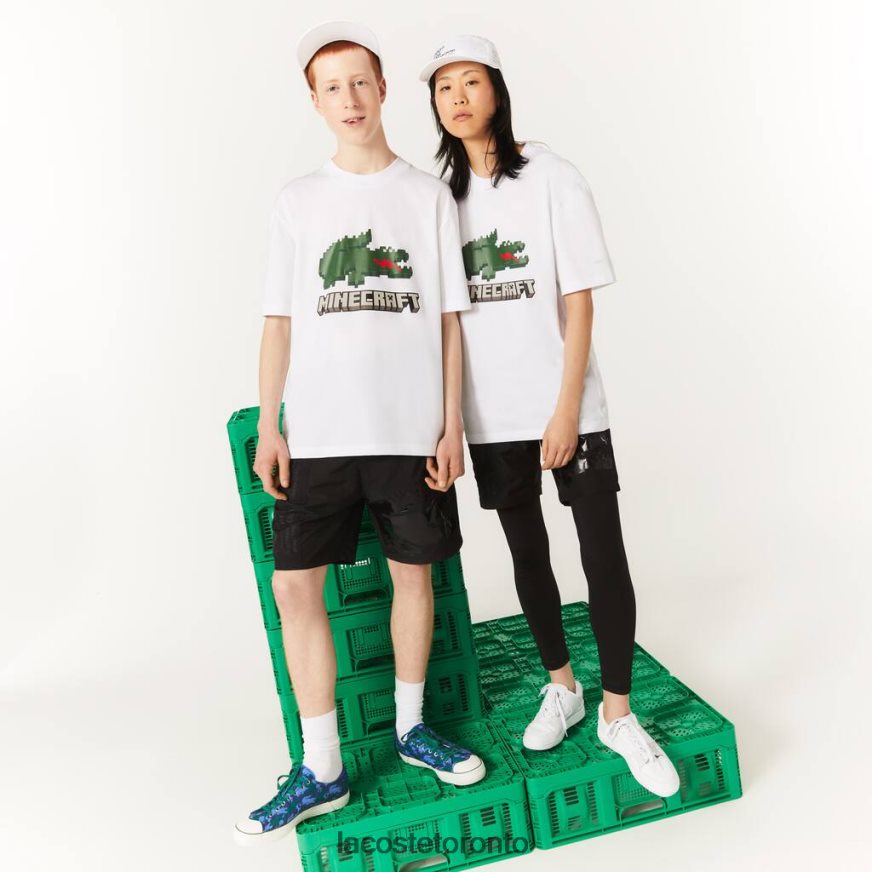 Clothing Lacoste x Minecraft Print Organic Cotton T-Shirt White Unisex Z60BPR880