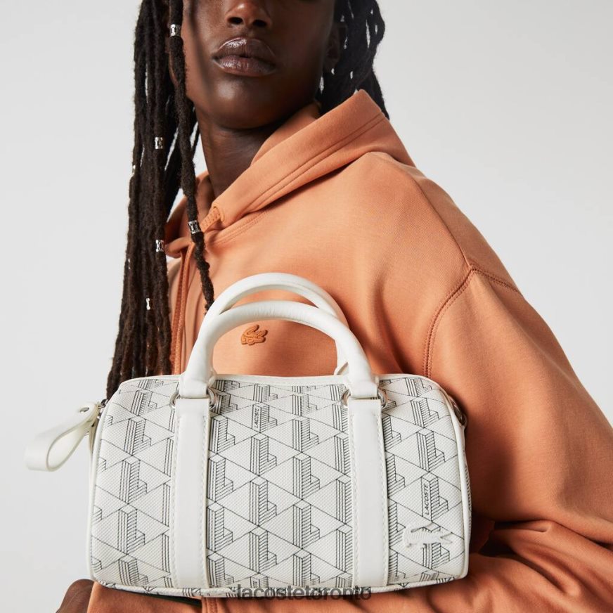 Bags & Leather Goods Lacoste Monogram Print Boston Bag Farine Sinople Women Z60BPR2878