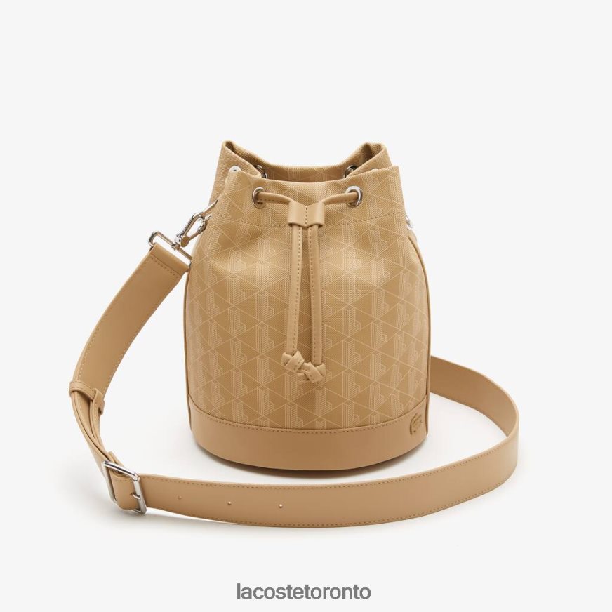 Bags & Leather Goods Lacoste Monogram Print Bucket Bag Viennois Beige Women Z60BPR2869