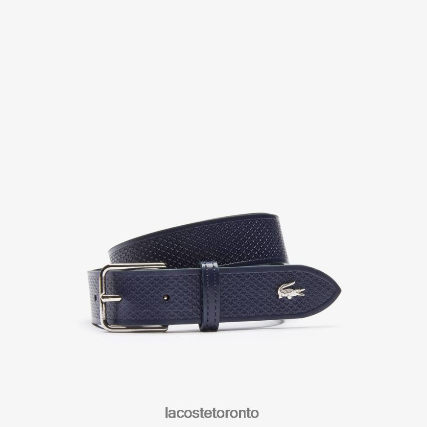 Bags & Leather Goods Lacoste Metal Crocodile Stitched Leather Belt Dark Sapphire Women Z60BPR2094