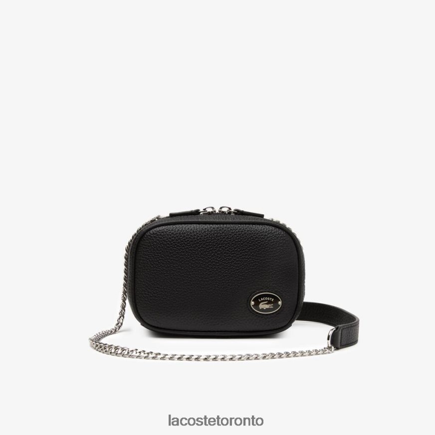 Bags & Leather Goods Lacoste Top Grain Leather Square Shoulder Bag Black Women Z60BPR2788
