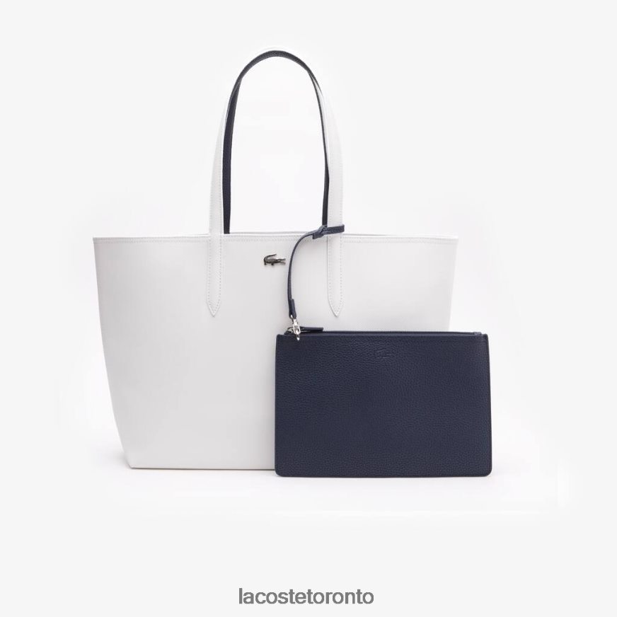 Bags & Leather Goods Lacoste Anna Reversible Bicolor Tote Bag Farine Bleu Nuit Women Z60BPR2776
