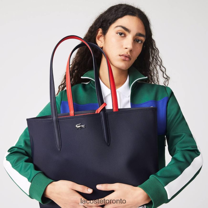 Bags & Leather Goods Lacoste Anna Reversible Bicolor Tote Bag Marine 166 Rouge 240 Women Z60BPR2828