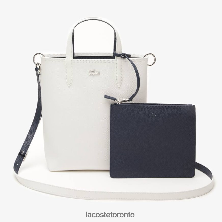 Bags & Leather Goods Lacoste Anna Reversible Coated Canvas Tote Bag Farine Bleu Nuit Women Z60BPR2780