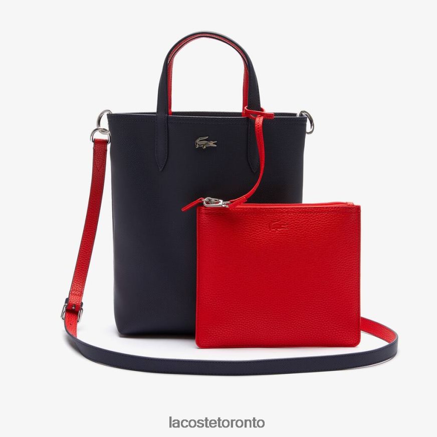 Bags & Leather Goods Lacoste Anna Reversible Coated Canvas Tote Bag Marine 166 Rouge 240 Women Z60BPR2818
