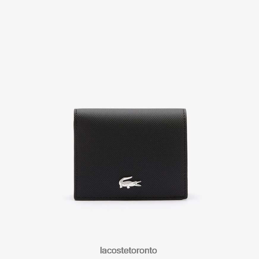 Bags & Leather Goods Lacoste Anna Small Snap Folding Wallet Noir Krema Women Z60BPR2840
