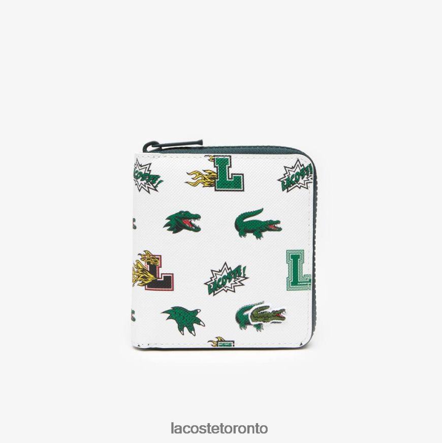 Bags & Leather Goods Lacoste Comic Print Small Zip Wallet Blanc Croc Allover Women Z60BPR2893
