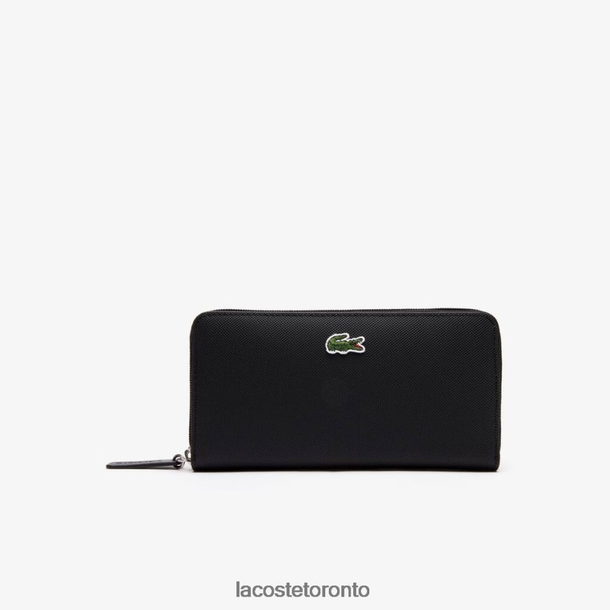 Bags & Leather Goods Lacoste L.12.12 Concept Petit Pique 12 Card Zip Wallet Black Women Z60BPR2813