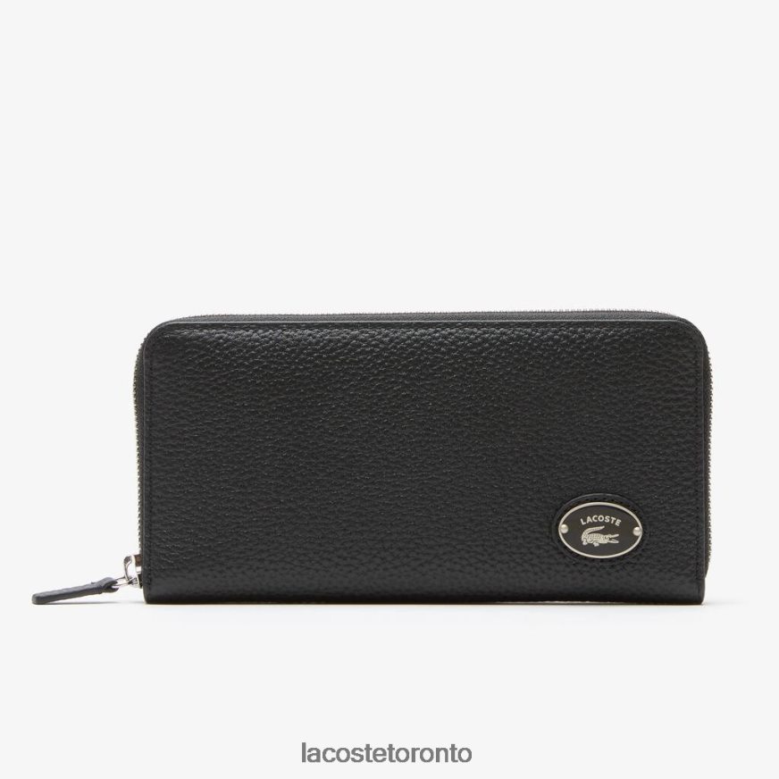 Bags & Leather Goods Lacoste Metal Plate Zip Wallet Black Women Z60BPR2895