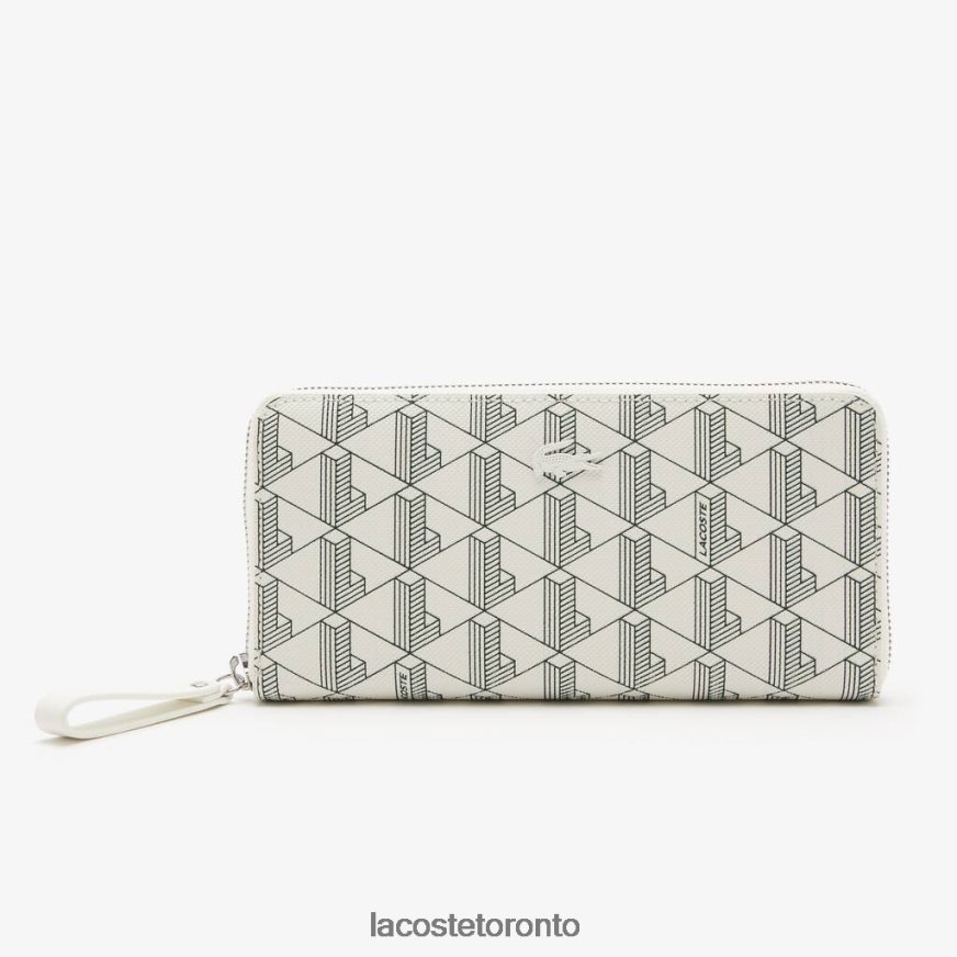 Bags & Leather Goods Lacoste Monogram Print Zip Wallet Farine Sinople Women Z60BPR2774