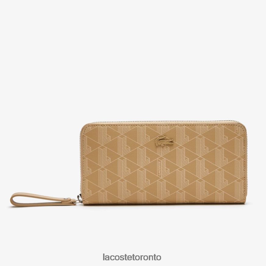 Bags & Leather Goods Lacoste Monogram Print Zip Wallet Viennois Beige Women Z60BPR2773