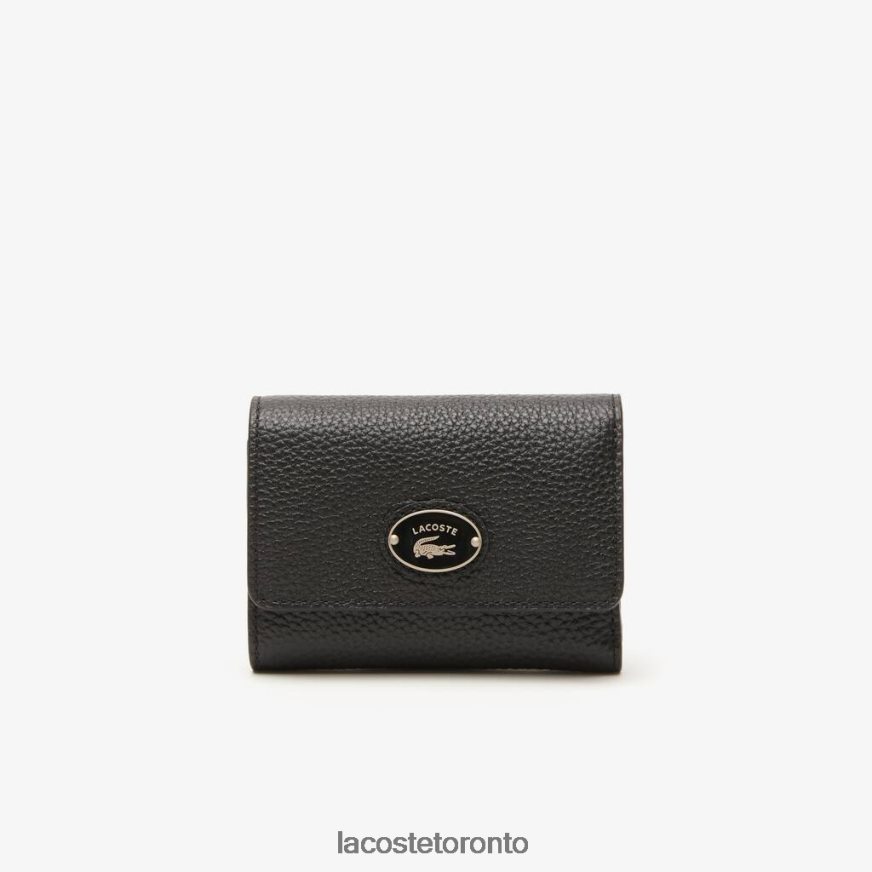 Bags & Leather Goods Lacoste Top Grain Leather Flap Close Wallet Black Women Z60BPR2808