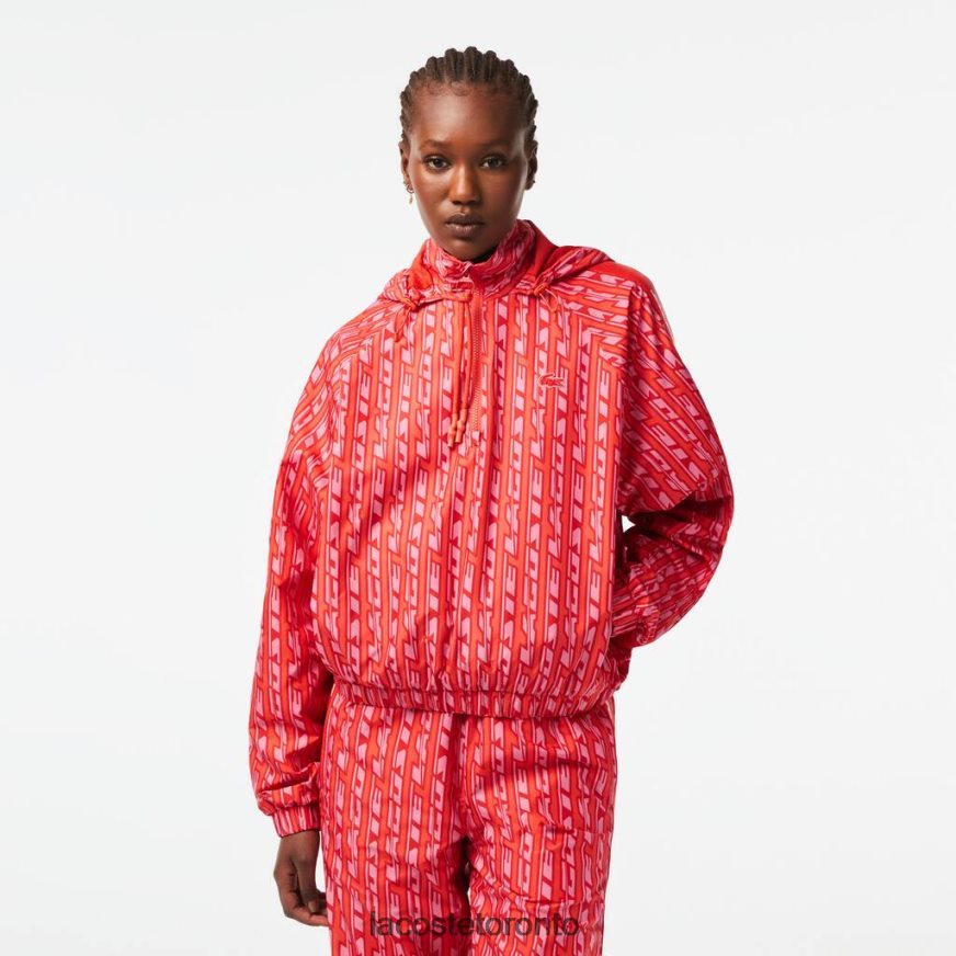 Clothing Lacoste Oversized Hooded Track Jacket Orange/Red/Pink Women Z60BPR2438