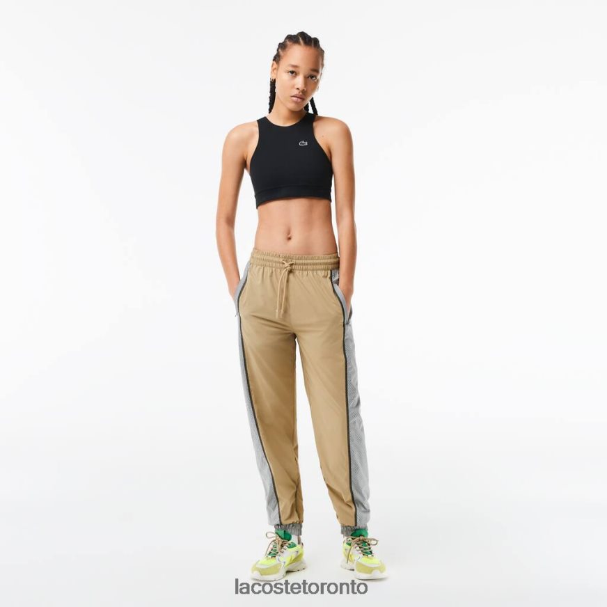 Clothing Lacoste Perforated Effect Track Pants Beige/Grey Women Z60BPR2427