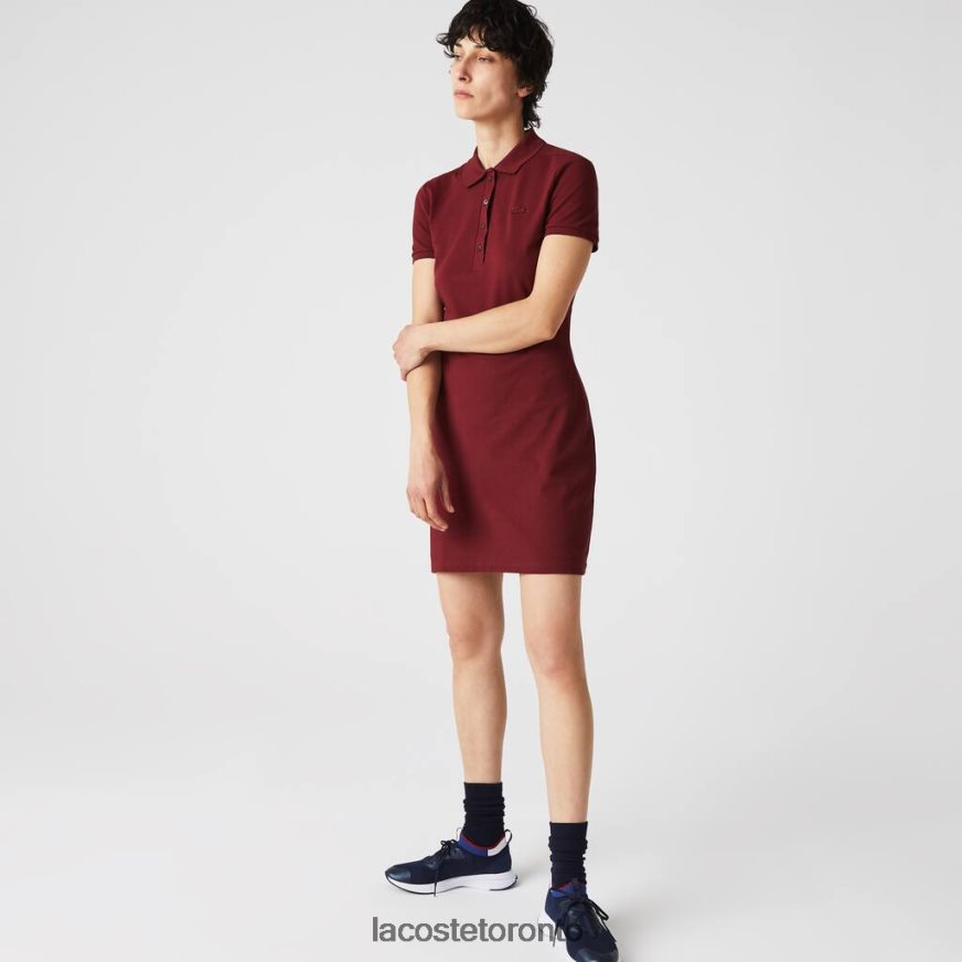 Clothing Lacoste Stretch Cotton Pique Polo Dress Bordeaux Women Z60BPR2513