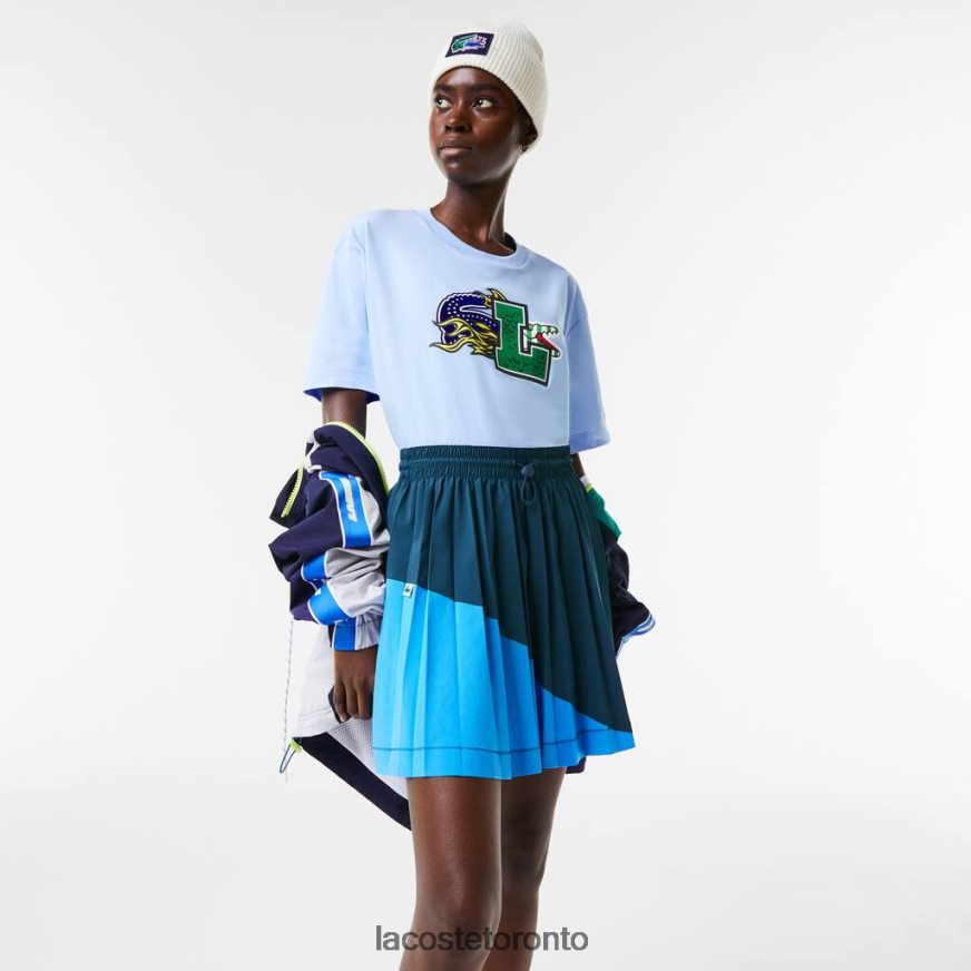 Clothing Lacoste Color-Block Nylon Pleated Skirt Blue Women Z60BPR2595