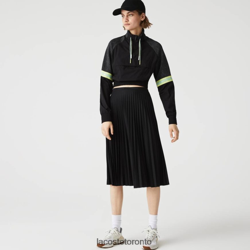 Clothing Lacoste Elasticized Waist Flowing Pleated Skirt Black Women Z60BPR2601