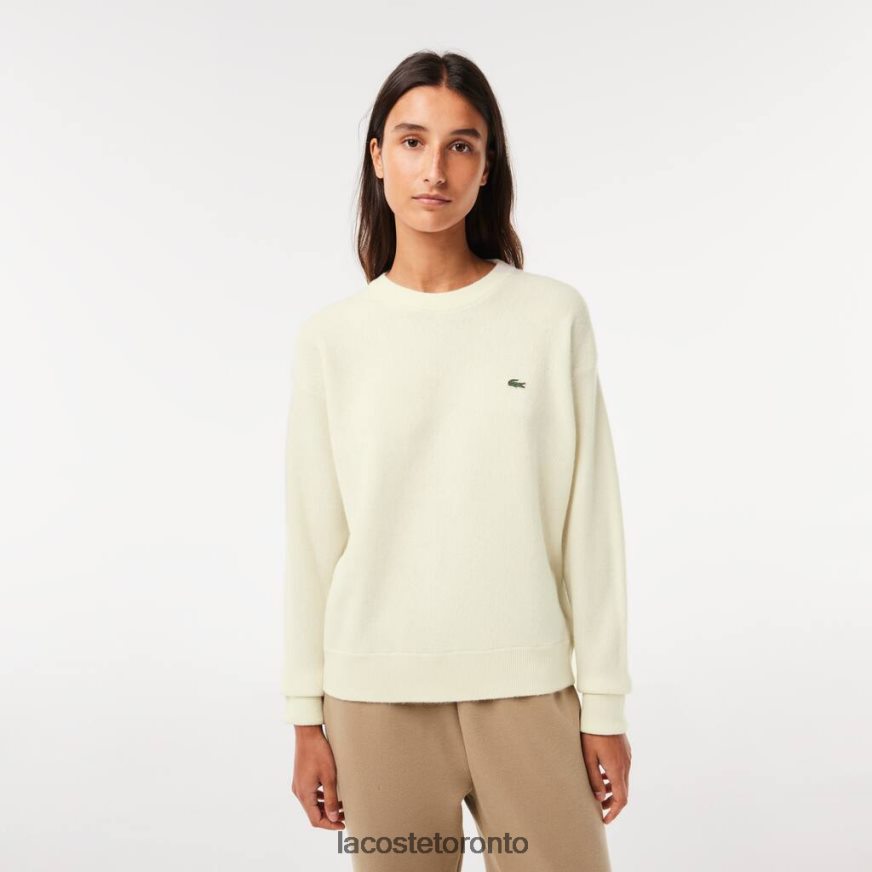 Clothing Lacoste Crew Neck Wool Sweater White Women Z60BPR2640