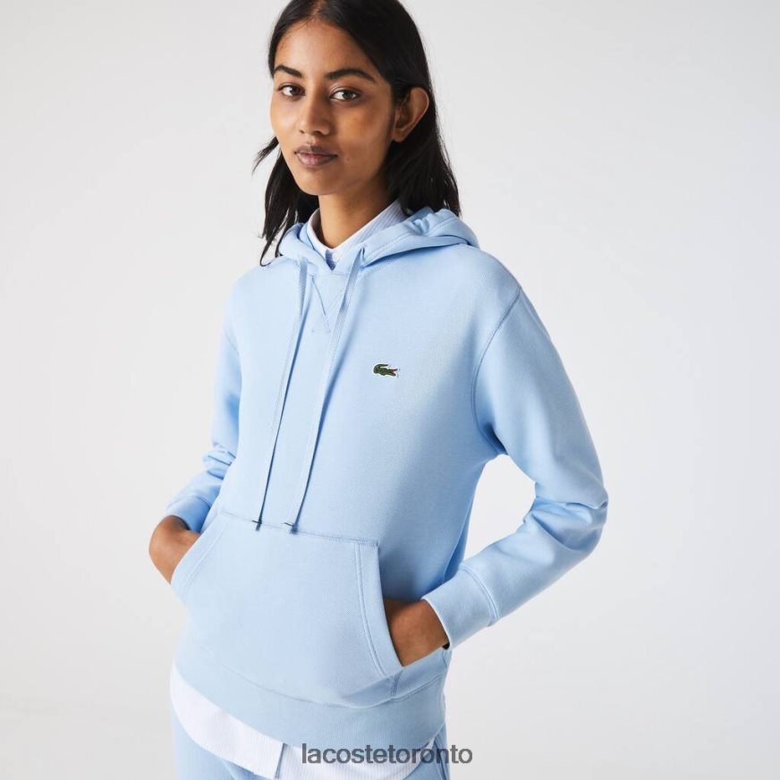 Clothing Lacoste Loose Fit Hooded Cotton Blend Sweatshirt Blue Women Z60BPR2528