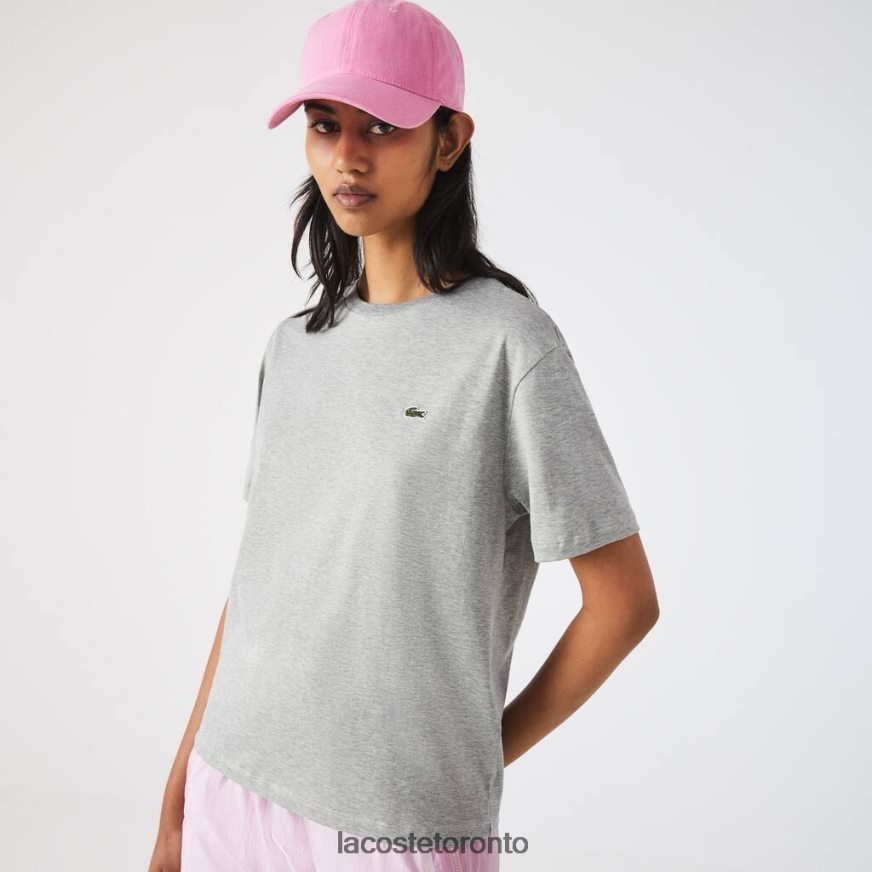 Clothing Lacoste Crew Neck Premium Cotton T-Shirt Grey Chine Women Z60BPR2591