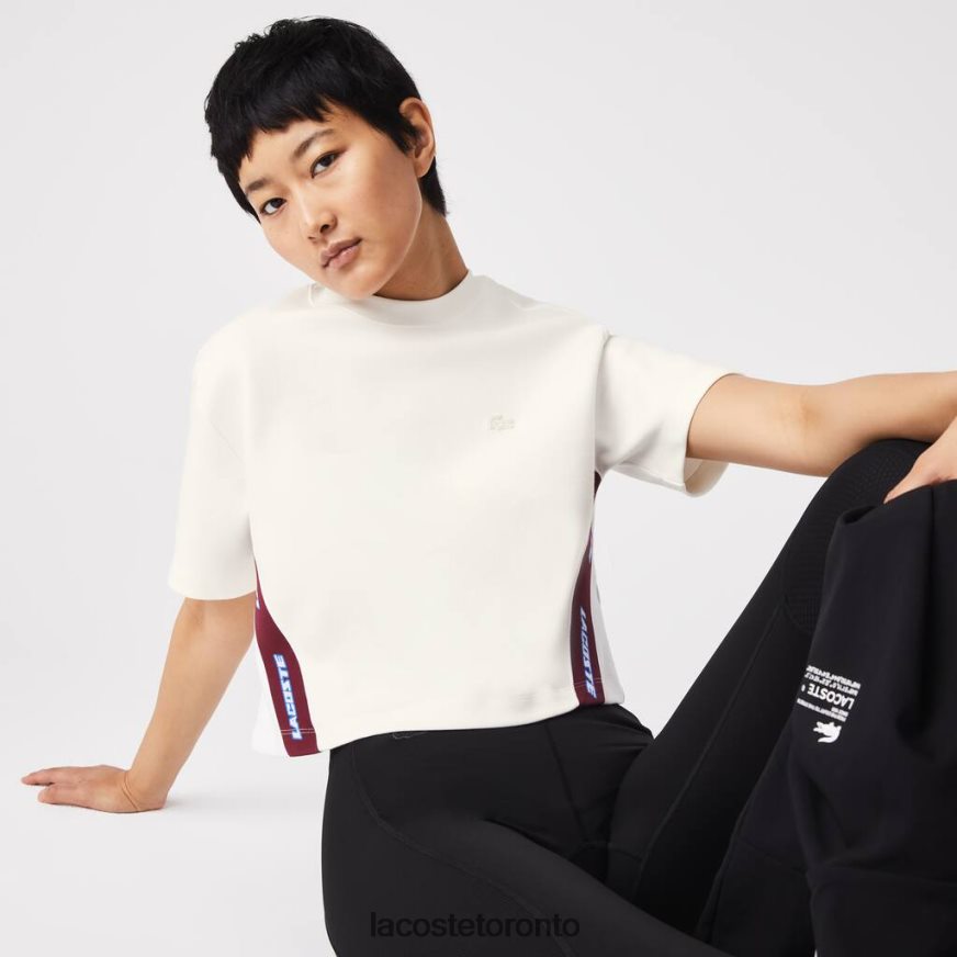 Clothing Lacoste Loose Fit Printed Bands T-Shirt White Women Z60BPR2547