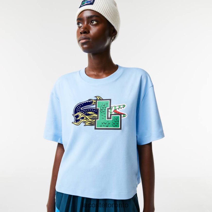 Clothing Lacoste Oversized Organic Cotton T-Shirt Blue Women Z60BPR2568
