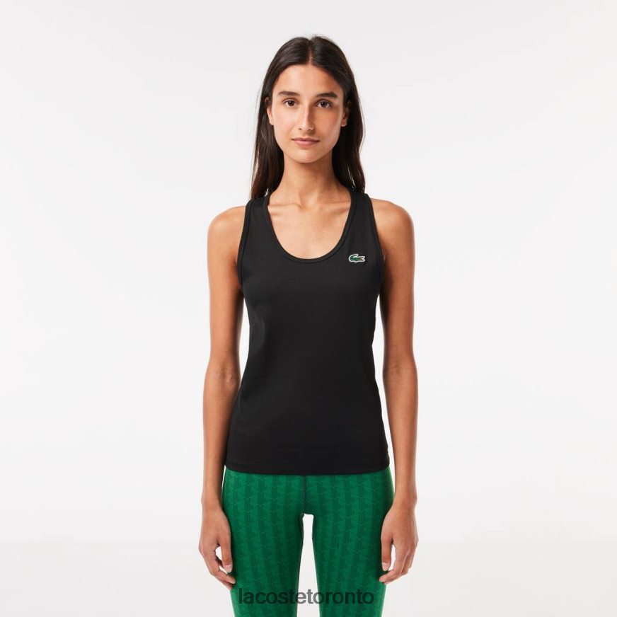Clothing Lacoste SPORT Slim Fit Ribbed Tank Top Black Women Z60BPR2387
