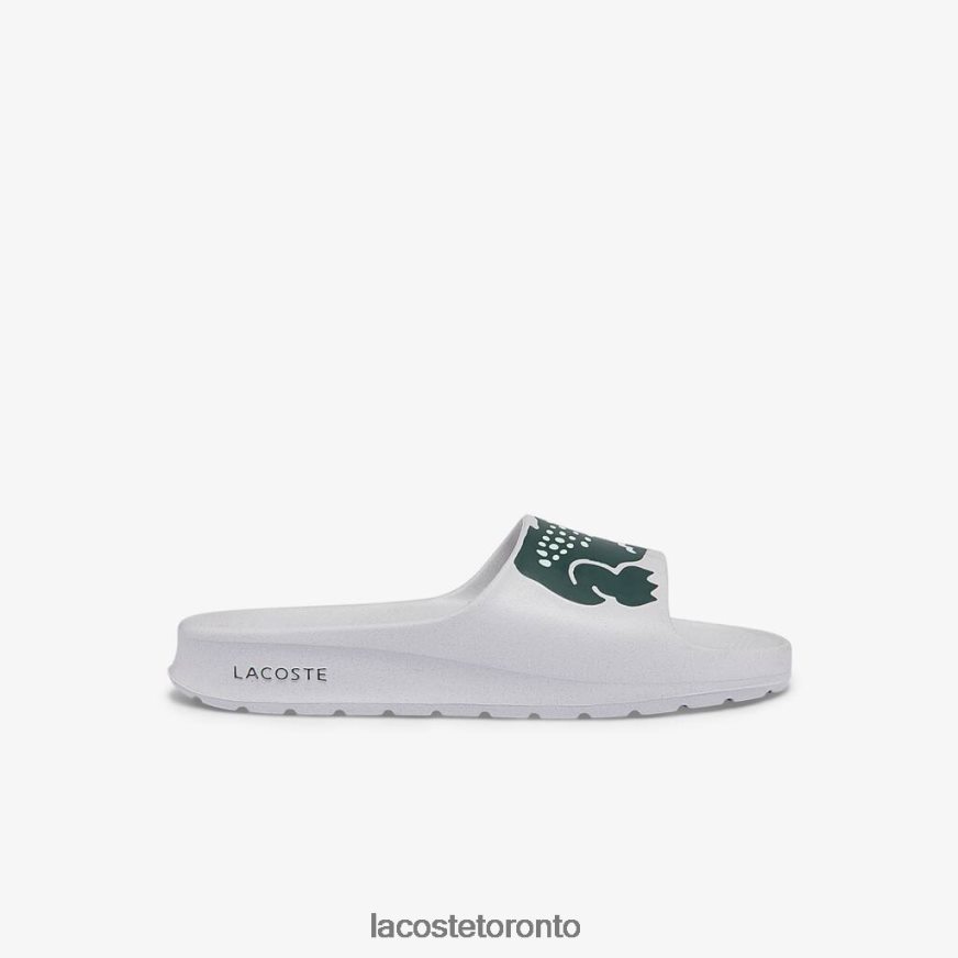 Shoes Lacoste Croco 2.0 Synthetic Print Slides White & Dark Green Women Z60BPR2697