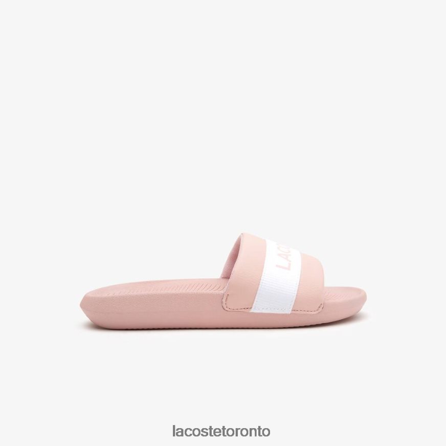 Shoes Lacoste Croco Synthetic and Textile Slides Light Pink & White Women Z60BPR2711