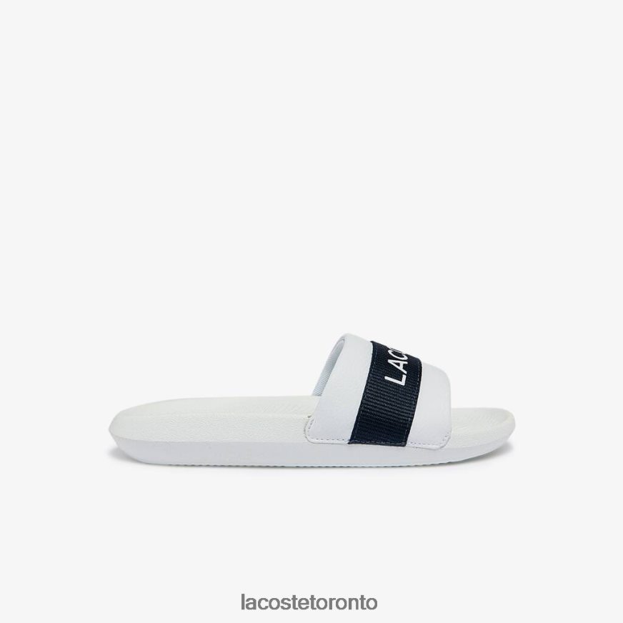 Shoes Lacoste Croco Synthetic and Textile Slides White & Navy Women Z60BPR2710