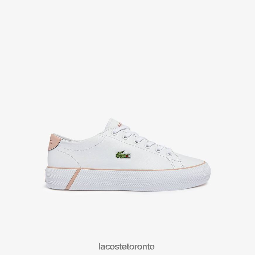 Shoes Lacoste Gripshot BL Leather and Synthetic Sneakers White & Light Pink Women Z60BPR2695