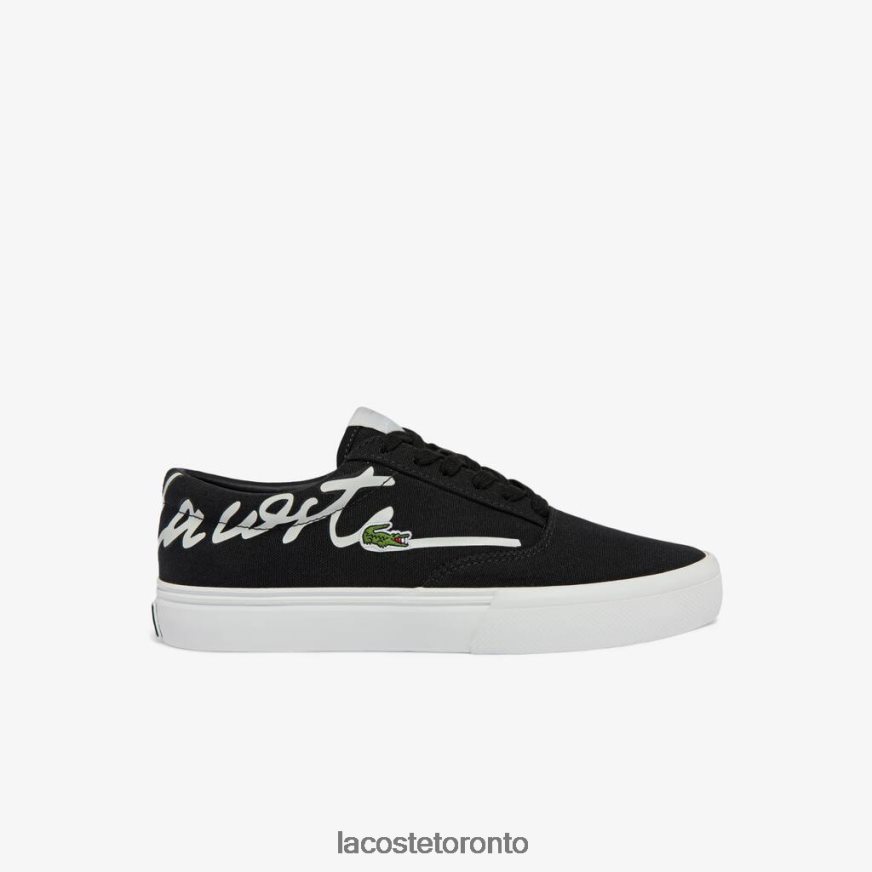 Shoes Lacoste Jump Serve Lace Canvas Sneakers Black & Off White Women Z60BPR2716