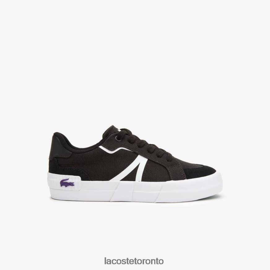 Shoes Lacoste L004 Textile Color-Pop Sneakers Black & White Women Z60BPR2731