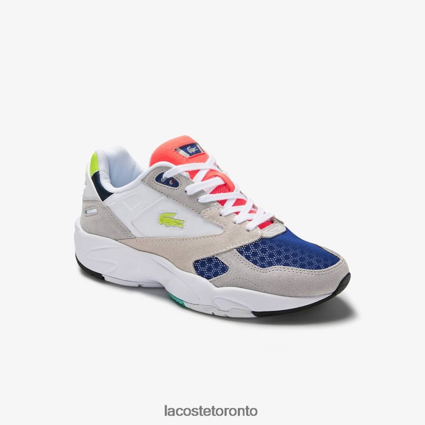 Shoes Lacoste Storm 96 LO Colorblock Textile Sneakers Light Grey & Light Green Women Z60BPR2740