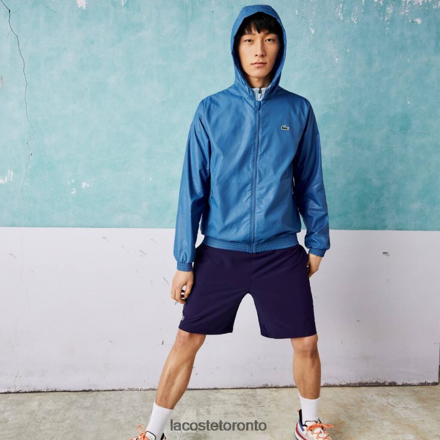 Clothing Lacoste SPORT Novak Djokovic Water-Repellent Windbreaker Blue/White Men Z60BPR1298