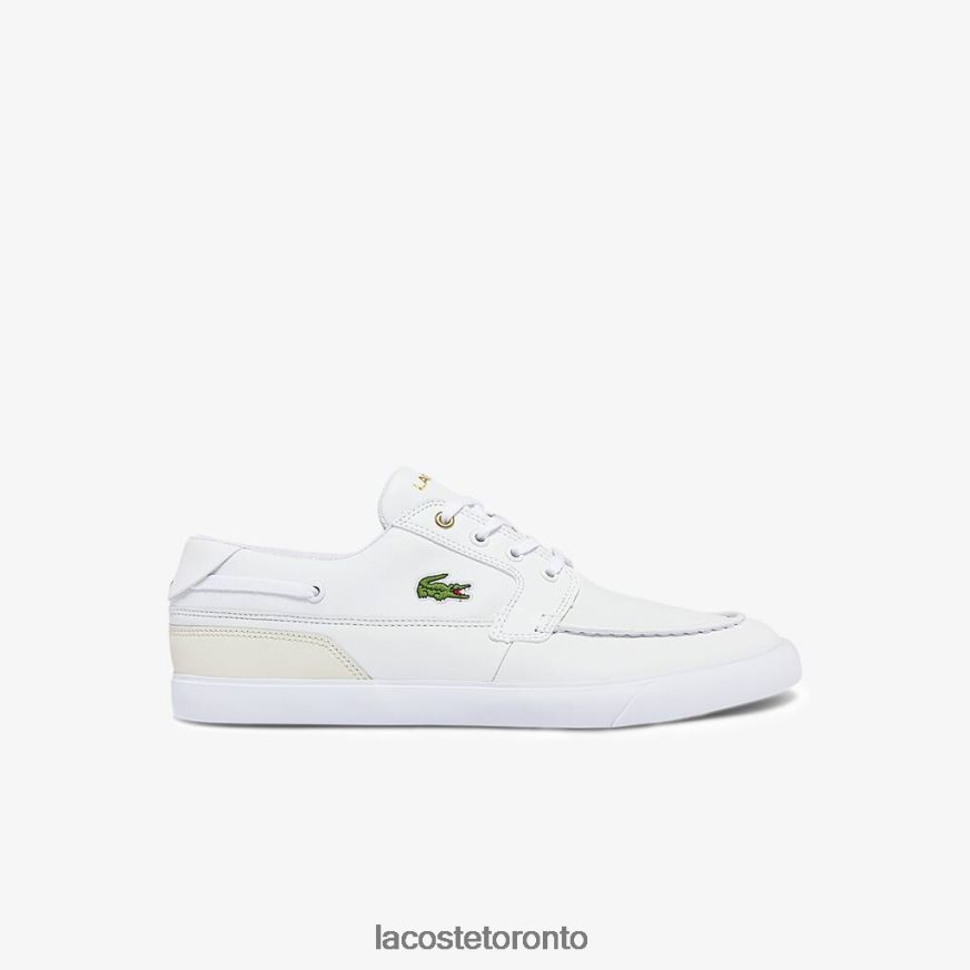 Shoes Lacoste Bayliss Deck Leather and Synthetic Boat Shoes White Off White Men Z60BPR1802