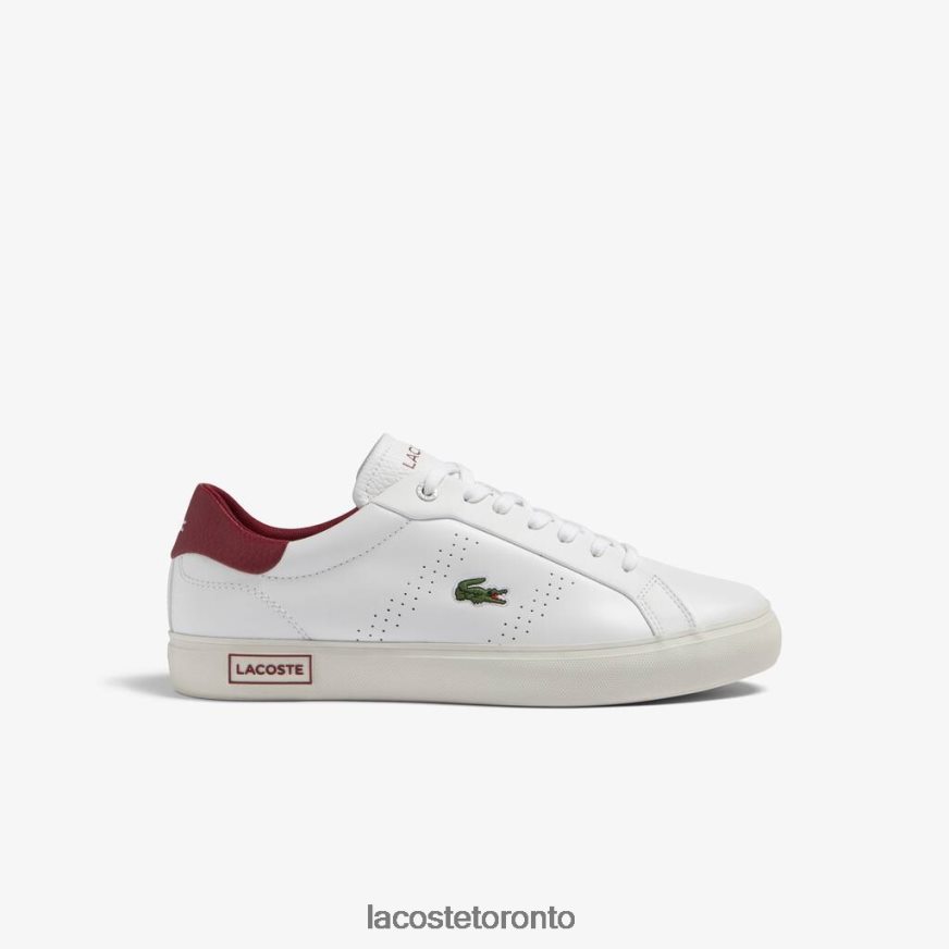 Shoes Lacoste Powercourt 20 Leather Heel Pop Sneakers White Red Men Z60BPR1741