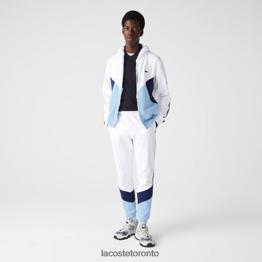 Clothing Lacoste Signature Striped Colorblock Fleece Jogging Pants White/Blue Men Z60BPR1146