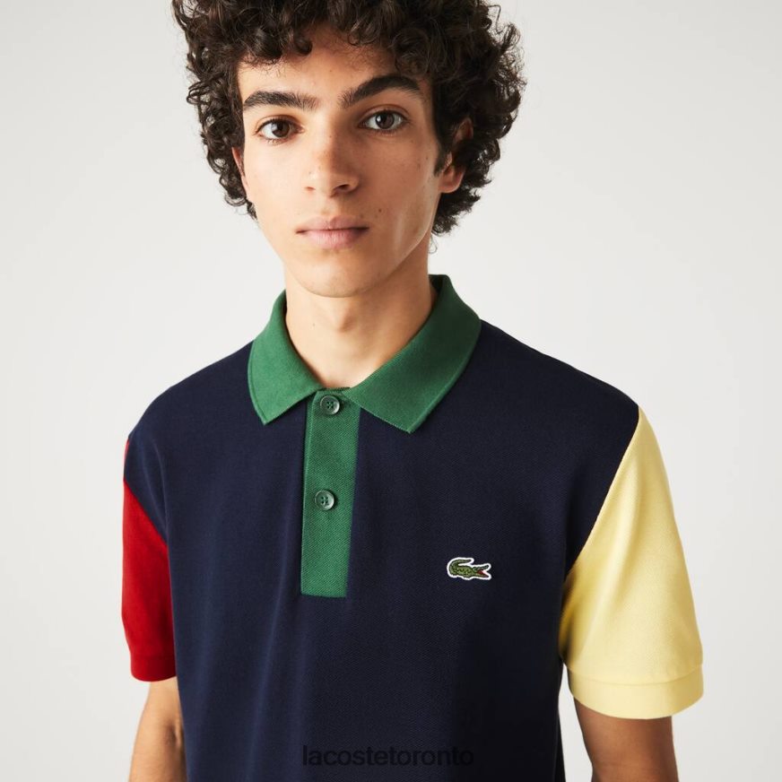 Clothing Lacoste Regular Fit Colorblock Cotton Petit Pique Polo Navy Blue/Red/Yellow/Green Men Z60BPR558